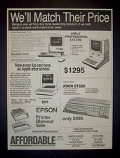 Apple Macintosh, Apple IIe, Apple IIc Computer 1985 Poster Type Ad, Advert Mac 