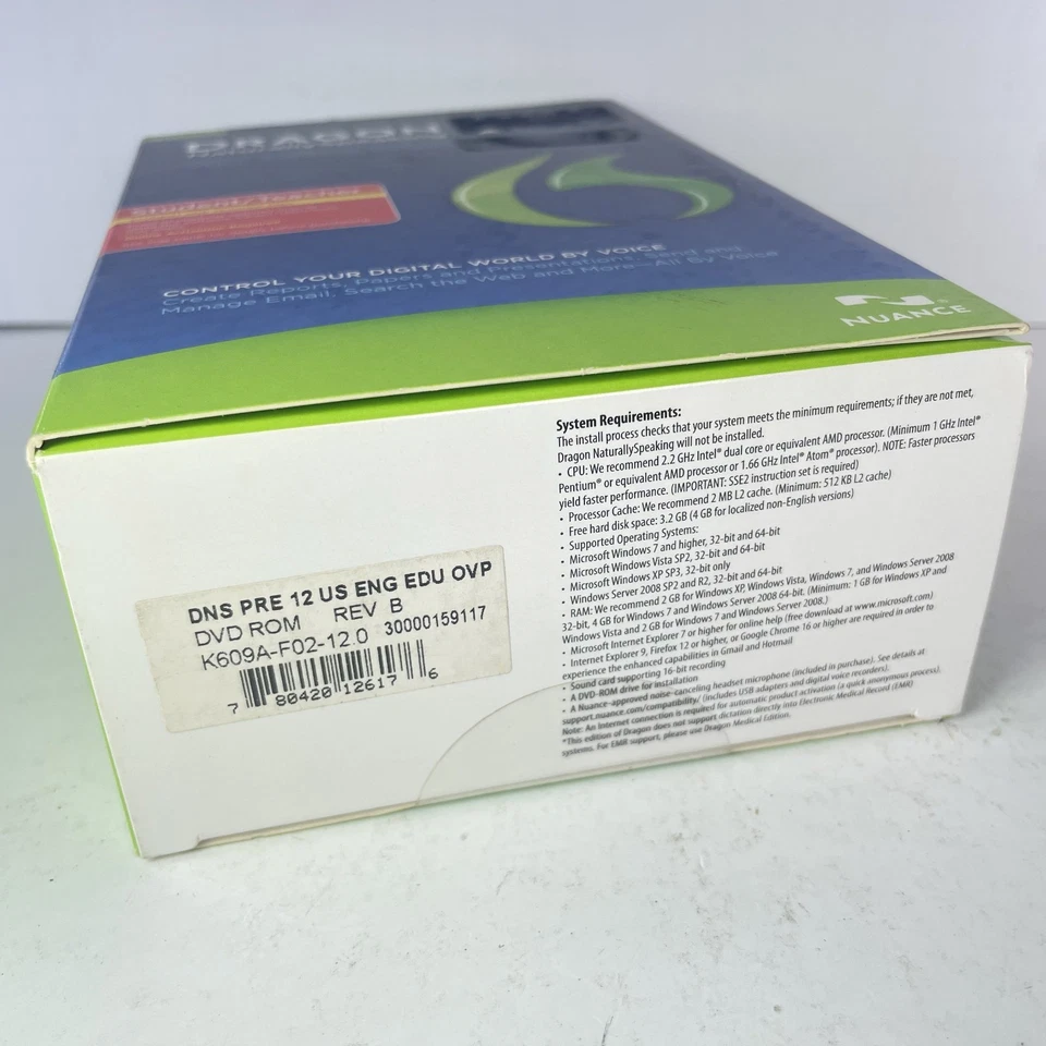 Dragon Naturally Speaking Version 12 Premium Student/ Teacher NEW SEALED - Image 4 of 4