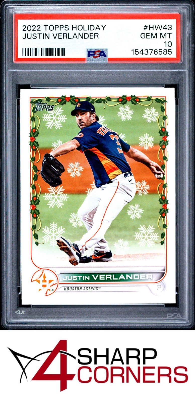 2022 TOPPS HOLIDAY #HW43 JUSTIN VERLANDER POP 3 PSA 10
