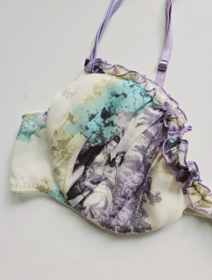 Sujetador La Perla Etiqueta Negra Seda Algodón Renacimiento Pinup Lencería Italia 2 34C  Foto 4 de 4