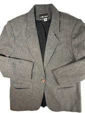 Vintage Sag Harbor Sz 14 Wool Charcoal One Button Jacket Blazer
