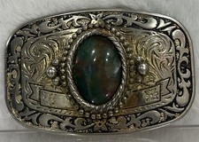 Silver-like Belt Buckle with Stone