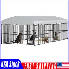 10x15/20FT Dog Kennel Outdoor with Roof Heavy Duty Dog Enclosure Outside Pet Fen