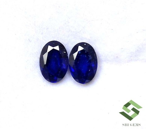 Natural Blue Sapphire Oval Cut Pair 6x4 mm 1.49 CTS Faceted Loose Gemstone GF - Picture 8 of 8