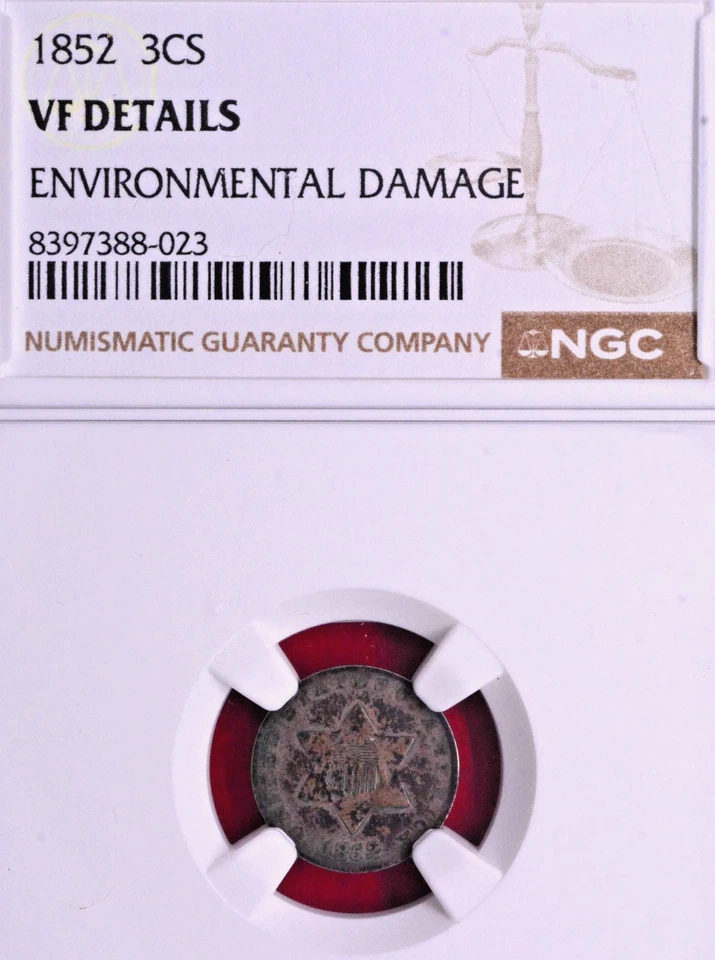 NGC VF! 1852 THREE CENT SILVER - Image 2 of 3