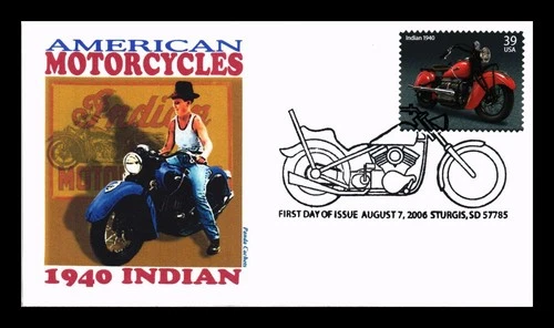 FIRST DAY OF ISSUE PANDA CACHET COVER PICTORIAL CANCEL MOTORCYCLE 1940 INDIAN