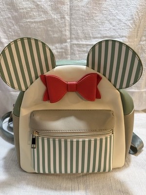 Disney Minnie Mouse  Stripe Mini Backpack Pastels and Petals Collection Bioworld