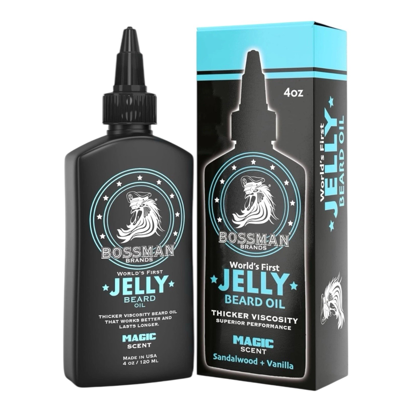 Bossman Brands Jelly Beard Oil Thicker Viscosity 4oz Sandlewood+Vanilla Scent