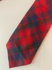 Ingles Buchan Tie Men's 56" 3.5" Wide Green Red Plaid 100 Pure Wool Scotland
