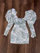 ASOS women’s metallic green puff shoulder dress new size 0