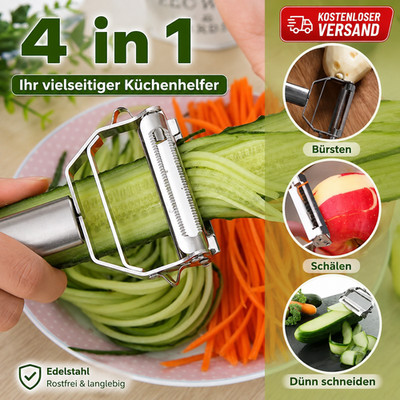 4-in-1 Gemüseschäler, Edelstahl, Kartoffel, Gurke, Karotte, Obst, Gemüse Schäler