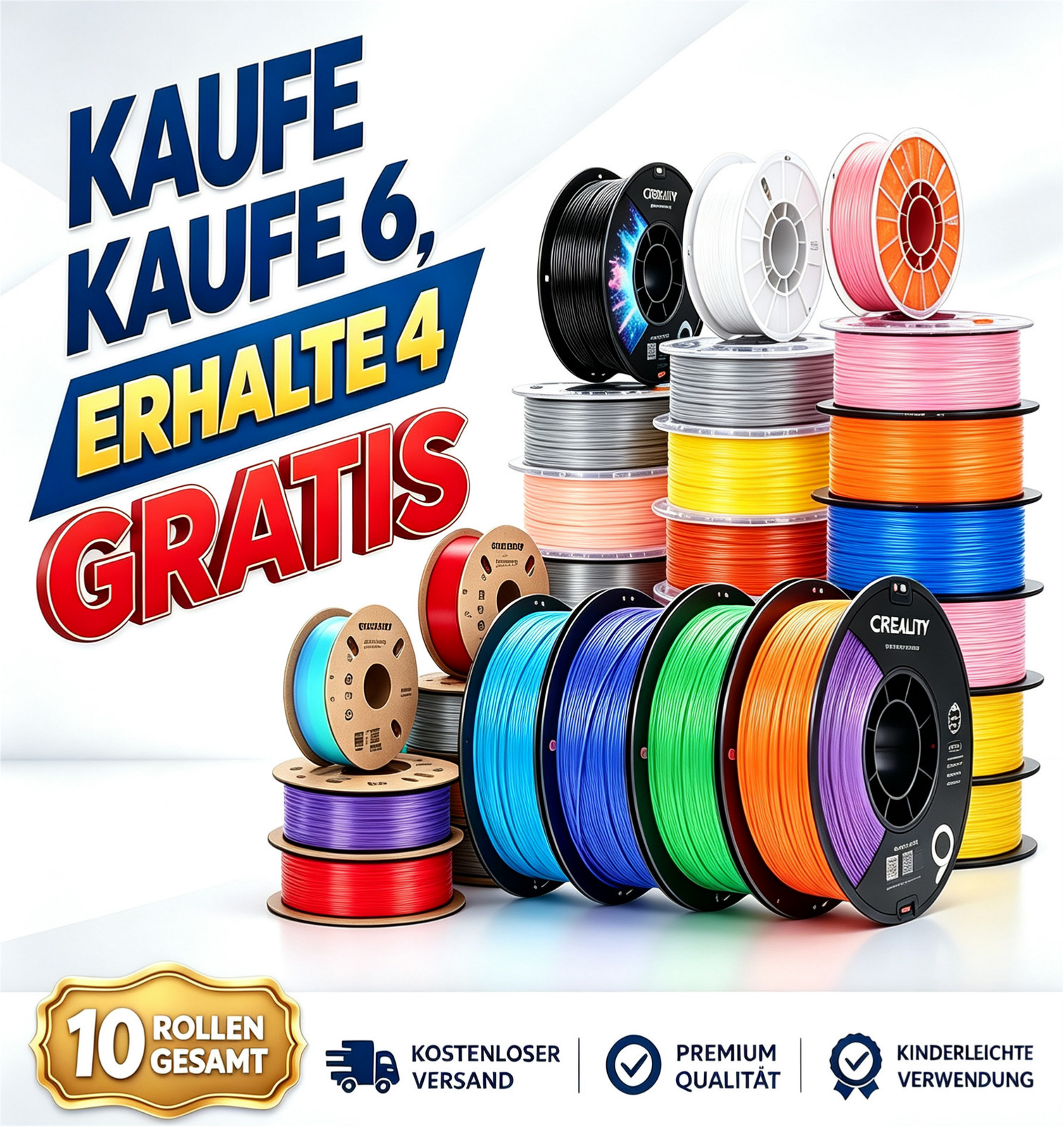 【Acquista 10 Numeri 6】Creality PLA+ PLA PETG Filamento Stampante 3D Silk 1,75mm,1KG