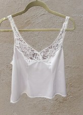 Vintage Bali White Floral Lace Satin Camisole Size 40