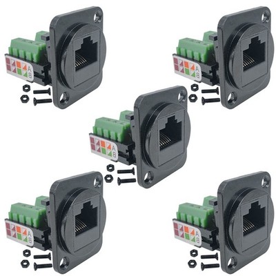2x 5 Stück RJ45 Buchse Schraubklemmen Adapter D-Typ für Schalttafelmontage