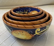 Set of 4 Tabletops Unlimited Villa Bellagio Nesting Bowl Assorted Fruit 5.5-3 In