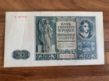 Polish Banknote 1941 Krakow 50 Zlotych Poland money 