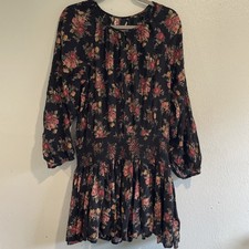 Ralph Lauren Women’s Denim & Supply Black Dark Floral Dress Tunic  Long Sleeve L