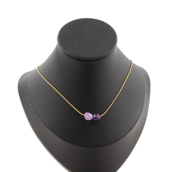 Mineralien Und Steine PréCieuses. Halskette 2 Perlen Amethyst Du Brasilien Kette-image