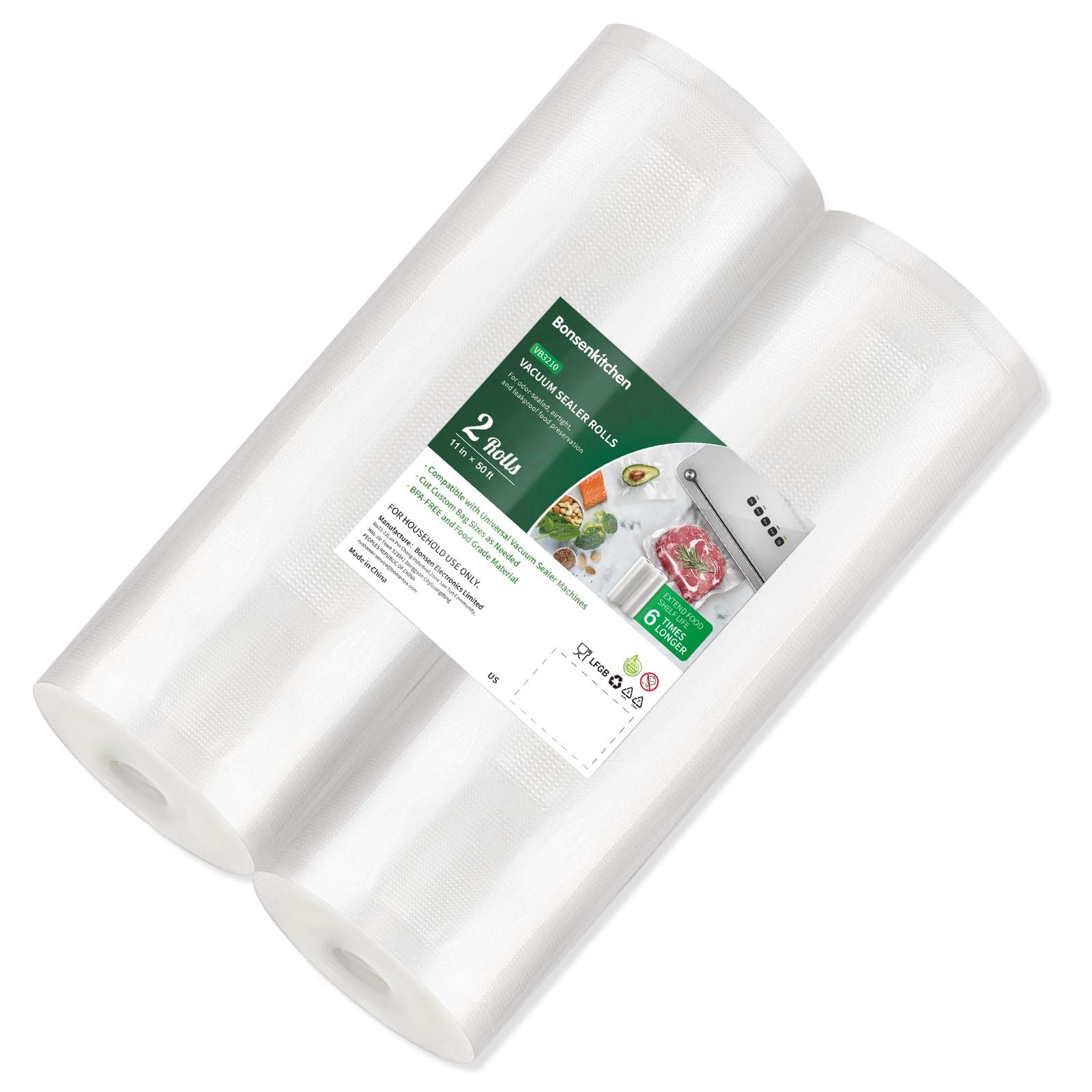 Vacuum Sealer Bags 11x50 ft Rolls 2 Pack Food Storage Seal Bags for Freshness