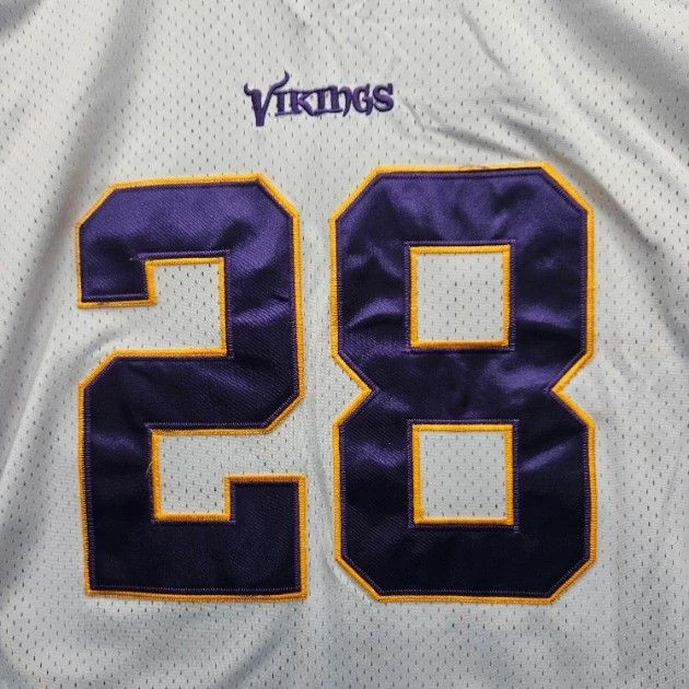 Camiseta deportiva grande blanca púrpura de la NFL de los Minnesota Vikings Adrian Peterson #28 Foto 3 de 4