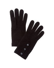 Hannah Rose Buttons  Twisted Cable Cuff Cashmere Gloves Women's Black