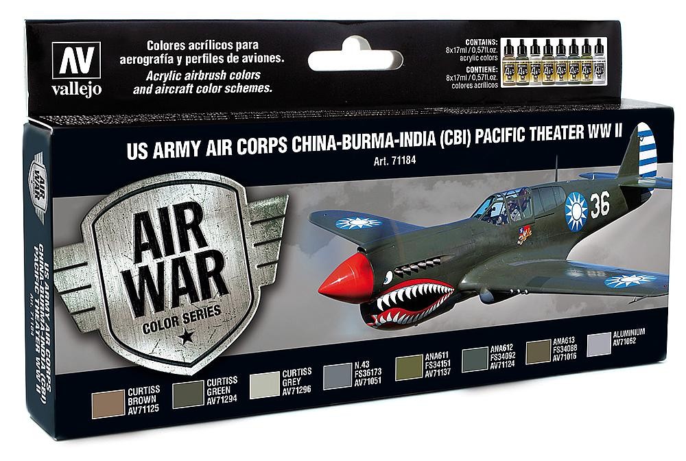 Vallejo 71.184 - Color Set, USA Aircraft WWII, 8 x 17 ml - New