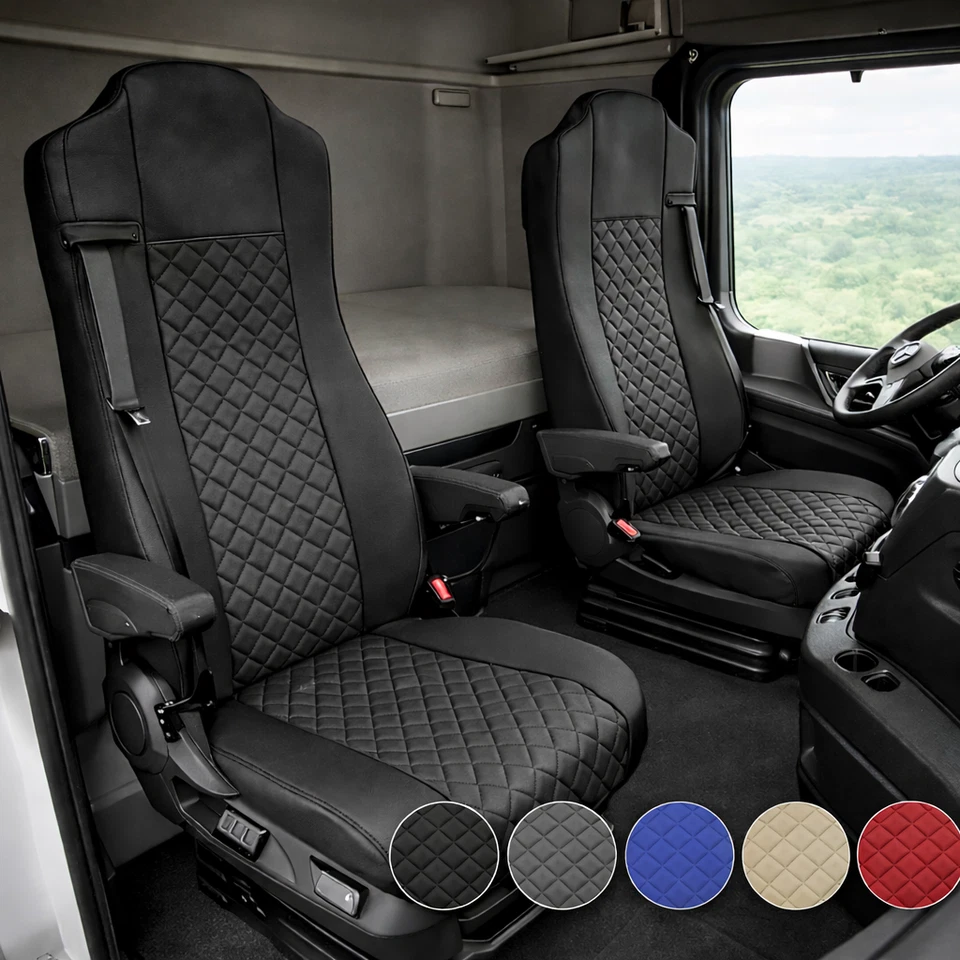 Housses de siège 1+1 pour Mercedes Actros MP4 09- Cuir Premium - Photo 1/1