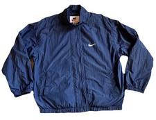 VTG Nike Jacket Mens L Blue Track Windbreaker 90s Full Zip Lined Nylon