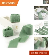 Sage Green Silk Chiffon Ribbon - 2 Inch Width, 63 Yards, Perfect for Weddings