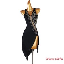 New Dress Latin Dance Salsa Tango Cha Cha Ballroom Rhinestone Competition Dress