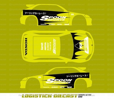 WATER SLIDE DECAL FOR Hot wheels 1/64 CUSTOM '90 Honda EK9 A1