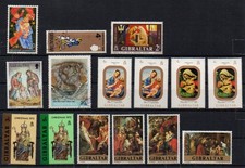 Lot Briefmarken Gibraltar Engel, Maria, Jesus Geburt, Hirten, Bibel, Weihnachten