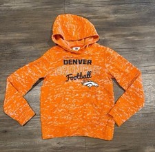 NFL Girls Denver Broncos Orange Burnout Pullover Hoodie Sz 7/8 EUC