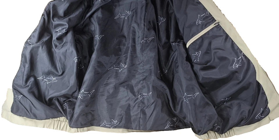 Chaqueta ligera de golf Greg Norman Tasso Elba GRANDE logotipo de tiburón mezcla de algodón cremallera Foto 2 de 4