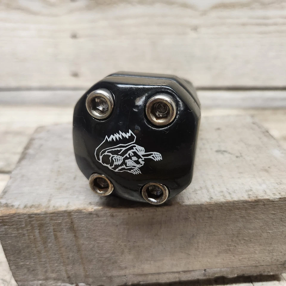 Mangosta carga frontal negra 2000 estampada 1 1/8 Mid School BMX potencia villano Maurice Foto 2 de 4