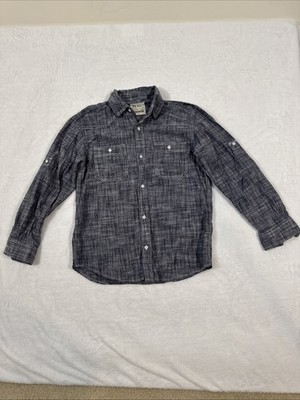 PD&C Paper Denim & Cloth Girl's Sz 12 Chambray Button Down Linen Pocket 3/4