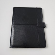 Black Faux Leather Business Portfolio Organizer with Calculator and Pen Slot