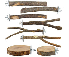 8PCS Natural Wood Bird Perches for Cage, Wooden Parrot Perch Stand, brown