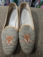 Stubbs Wooton Gorgeous  Womens tweed fox foxhunting shoes embroidered 9 1/2, 9.5