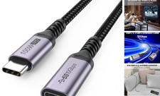 USB C Extension Cable 6.6ft, 4K 60Hz Video/10Gbps Data Transfer/100W Charging