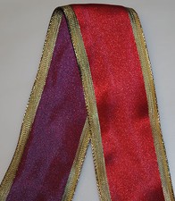 Wired Ribbon Color-Change Burgundy Gold Red Christmas Holiday 1.5" Wreath Bow