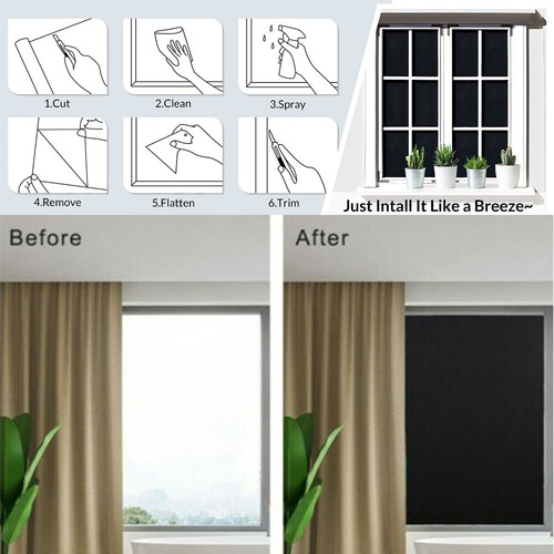 Total Blackout Privacy Glass Window Film Block Out 100% Light Black Tint Tinting - Picture 5 of 16