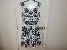 $138 Eliza J Women's Jacguard Fit and Flare Sweater Dress Pink Blush sz L NWT