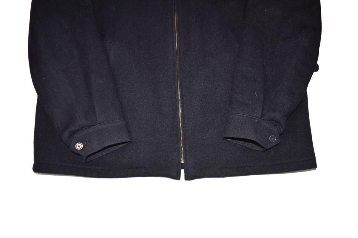 Polo Ralph Lauren Wool Jacket Mens L Black Full Zip Leather Polo Ralph Lauren Wool Jacket Mens L Black Full Zip Leather