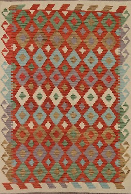 Diamond Design Kilim Kelim Area Rug 5x7 Wool Flatweave Carpet