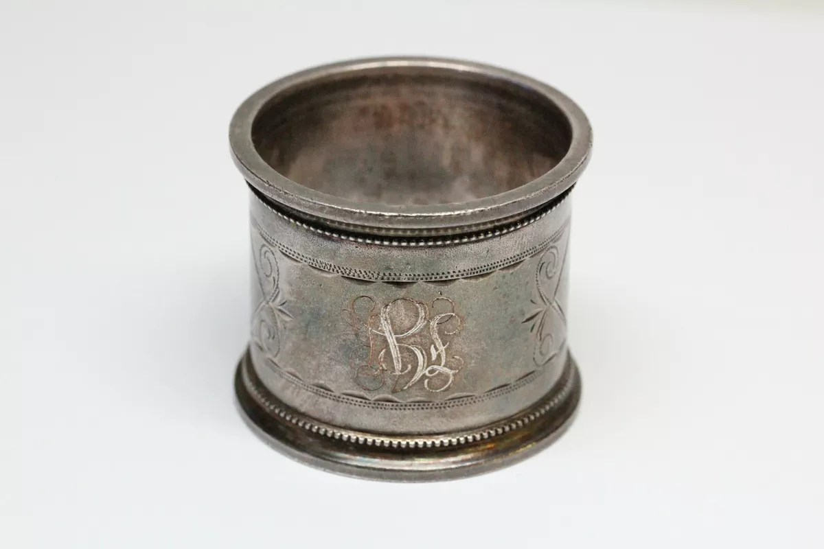 Antique Sterling Silver Napkin Ring Heavy Monogrammed