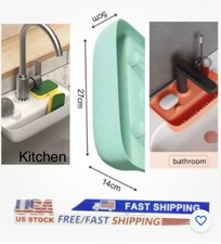Silicone Kitchen Bathroom Sink Sponge Holder Mat Soap Tray Faucet Splash Guard