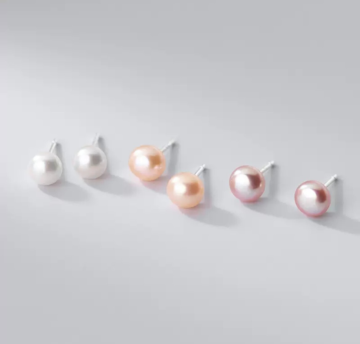 Women S999 Sterling Silver Freshwater Pearl Stud Earrings