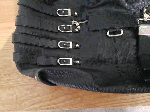 Jimmy Choo Black Textured Leather Bardia Buckle Large Hobo Bag - Picture 7 of 23