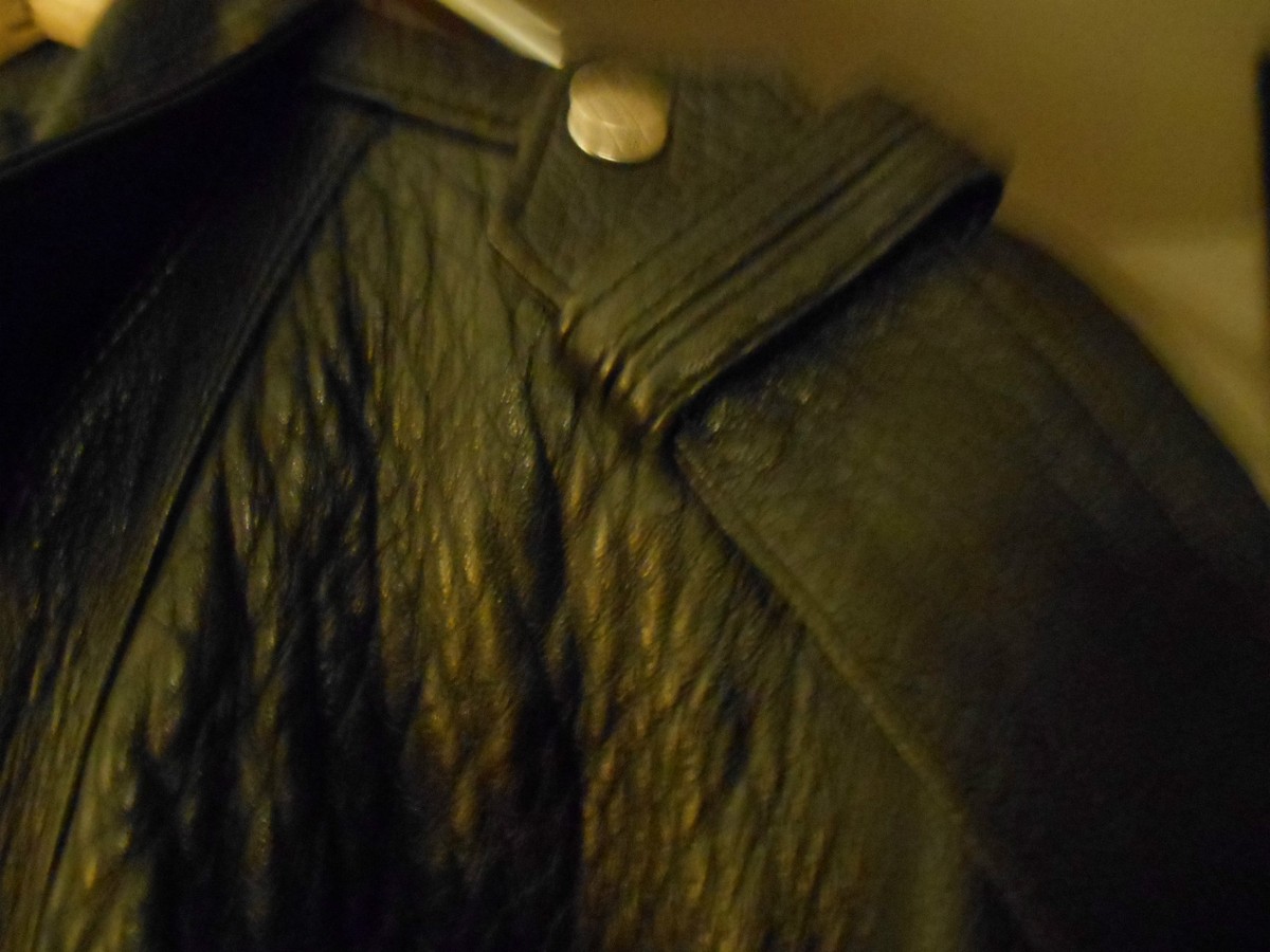 Veste En Cuir Véritable Femme - Marque Expresso - Taille L - Noir Gros Grain - Occasion TBE